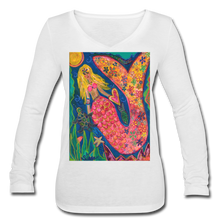 Load image into Gallery viewer, Women’s Long Sleeve  V-Neck Flowy Tee - white
