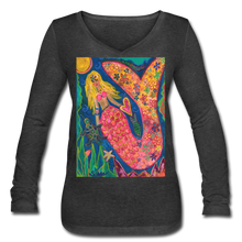 Load image into Gallery viewer, Women’s Long Sleeve  V-Neck Flowy Tee - deep heather
