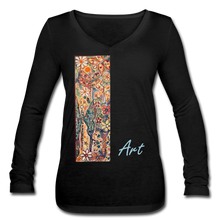 Load image into Gallery viewer, Women’s Long Sleeve  V-Neck Flowy Tee - black
