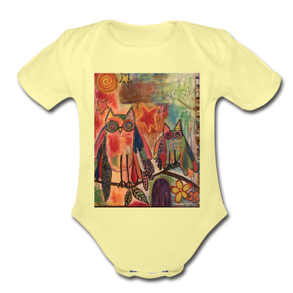 Organic Short Sleeve Baby Bodysuit - washed yellow