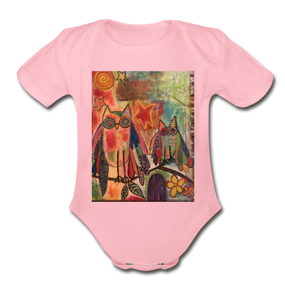 Organic Short Sleeve Baby Bodysuit - light pink