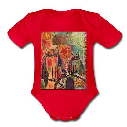 Organic Short Sleeve Baby Bodysuit - red