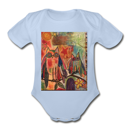 Organic Short Sleeve Baby Bodysuit - sky