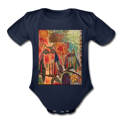 Organic Short Sleeve Baby Bodysuit - dark navy