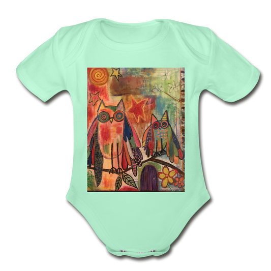 Organic Short Sleeve Baby Bodysuit - light mint