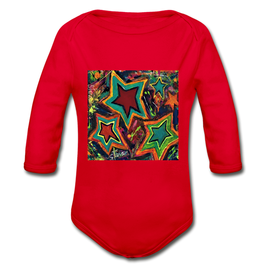 Organic Long Sleeve Baby Bodysuit - red