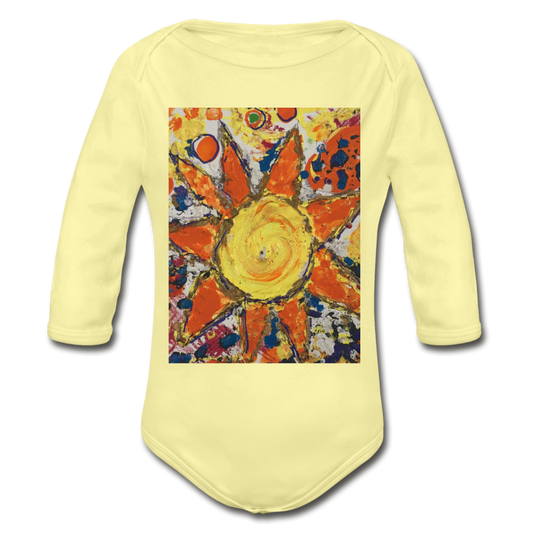 Organic Long Sleeve Baby Bodysuit - washed yellow