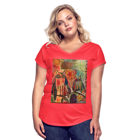 Women's Tri-Blend V-Neck T-Shirt - heather red