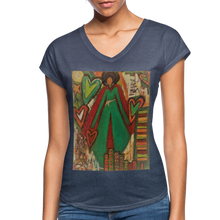Load image into Gallery viewer, Women&#39;s Tri-Blend V-Neck T-Shirt - navy heather
