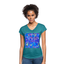 Load image into Gallery viewer, Women&#39;s Tri-Blend V-Neck T-Shirt - heather turquoise
