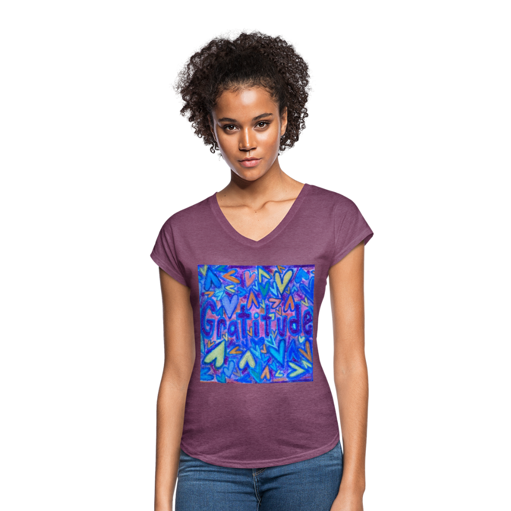 Women's Tri-Blend V-Neck T-Shirt - heather plum