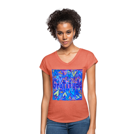 Women's Tri-Blend V-Neck T-Shirt - heather bronze