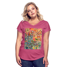 Load image into Gallery viewer, Women&#39;s Tri-Blend V-Neck T-Shirt - heather raspberry
