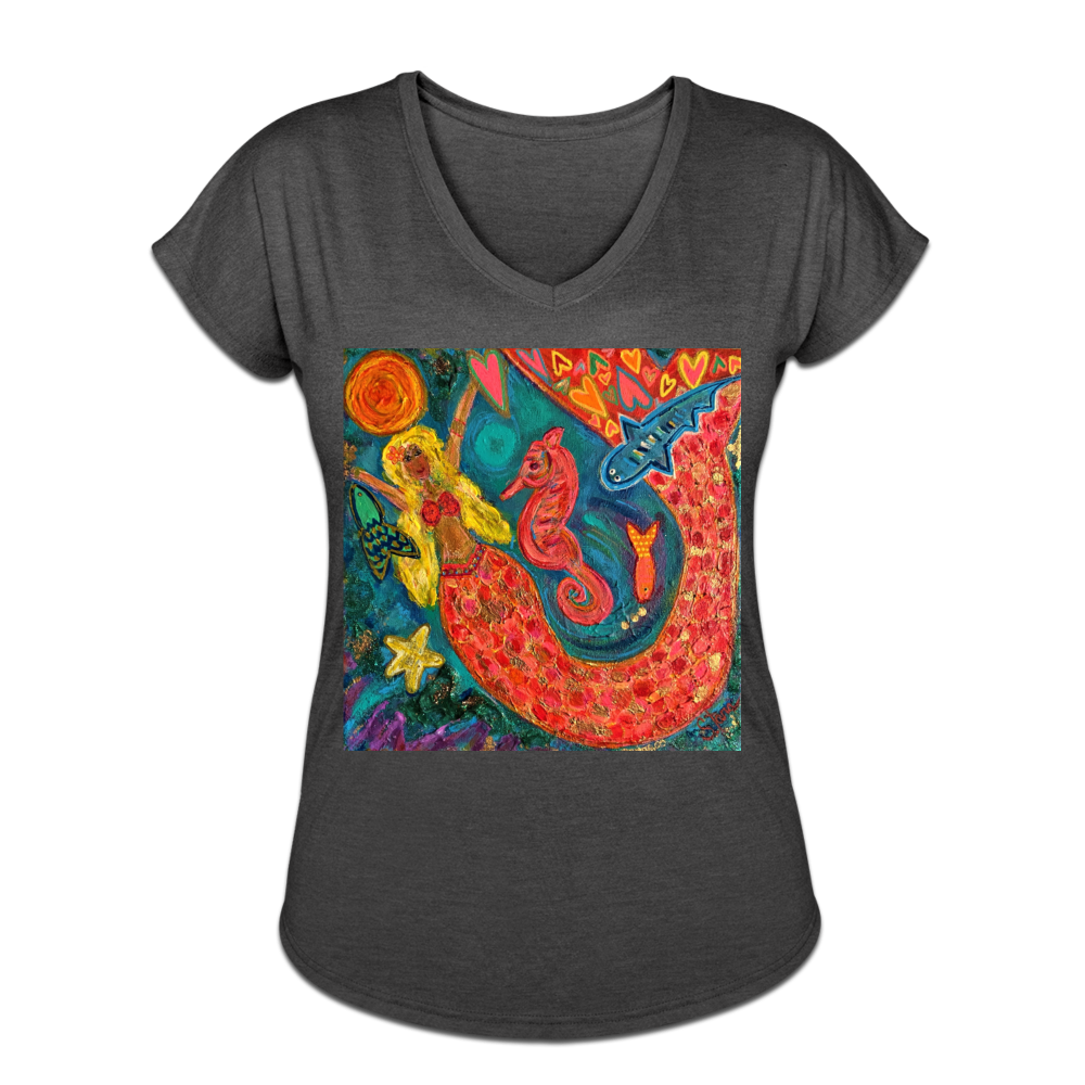 Women's Tri-Blend V-Neck T-Shirt - deep heather