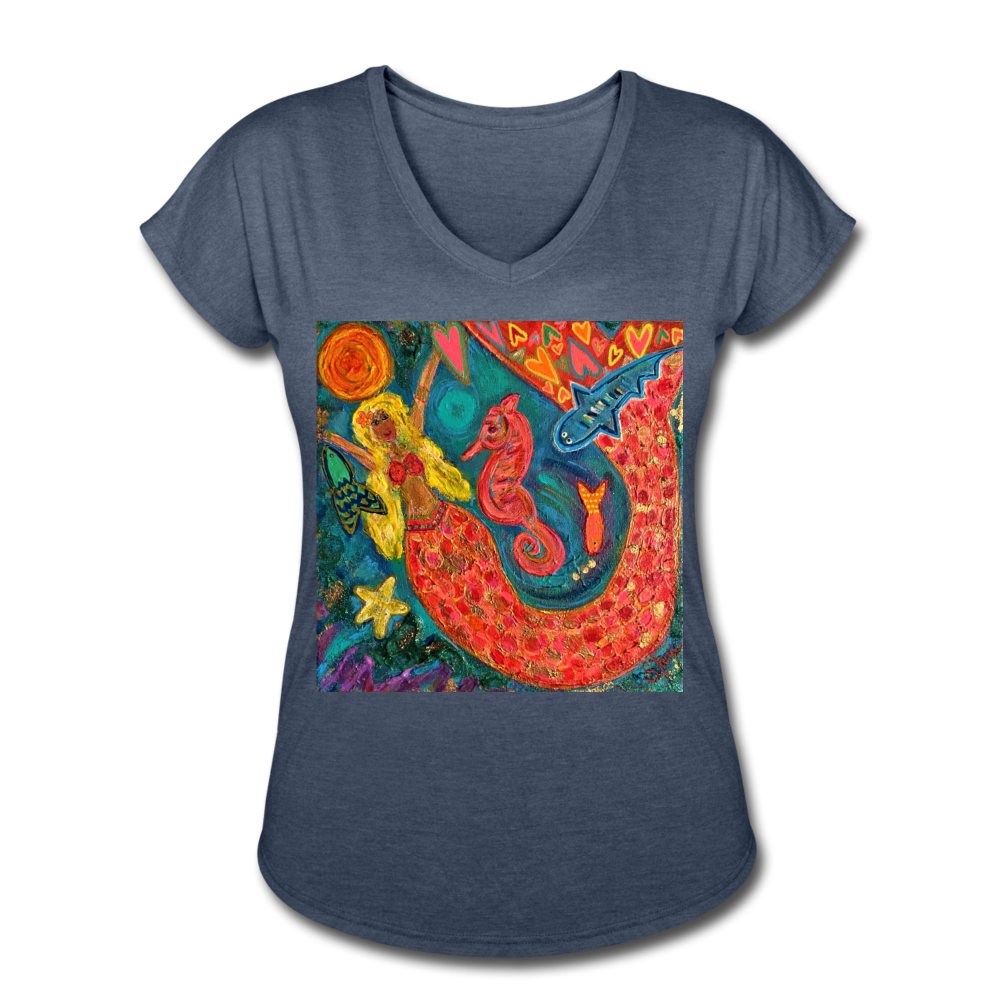 Women's Tri-Blend V-Neck T-Shirt - navy heather