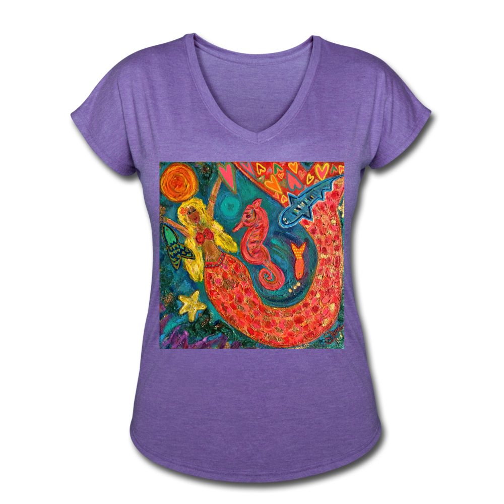 Women's Tri-Blend V-Neck T-Shirt - purple heather