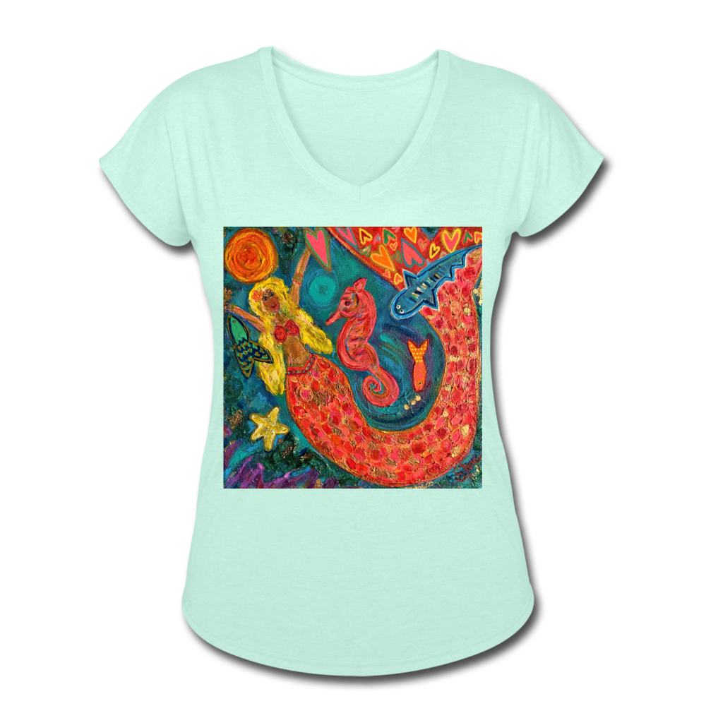 Women's Tri-Blend V-Neck T-Shirt - mint