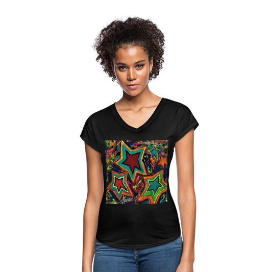 Women's Tri-Blend V-Neck T-Shirt - black