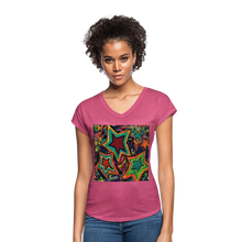 Load image into Gallery viewer, Women&#39;s Tri-Blend V-Neck T-Shirt - heather raspberry
