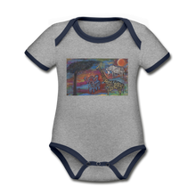 Load image into Gallery viewer, Organic Contrast Short Sleeve Baby Bodysuit - heather gray/navy
