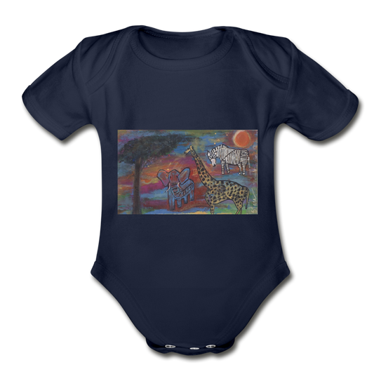 Organic Short Sleeve Baby Bodysuit - dark navy