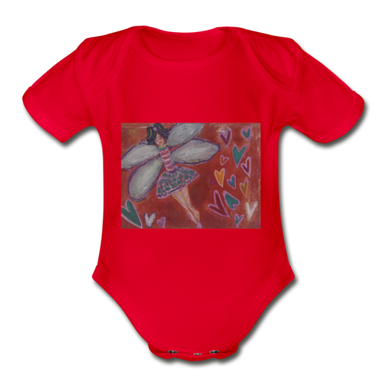 Organic Short Sleeve Baby Bodysuit - red