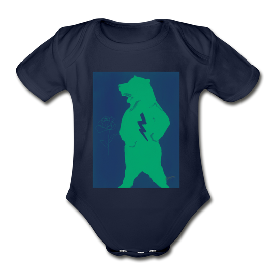 Organic Short Sleeve Baby Bodysuit - dark navy