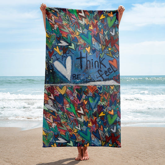 Towel "Think , Love, Feel, Be , know LOVE" Original Art by Stara Art , Artist Tara Sinclair