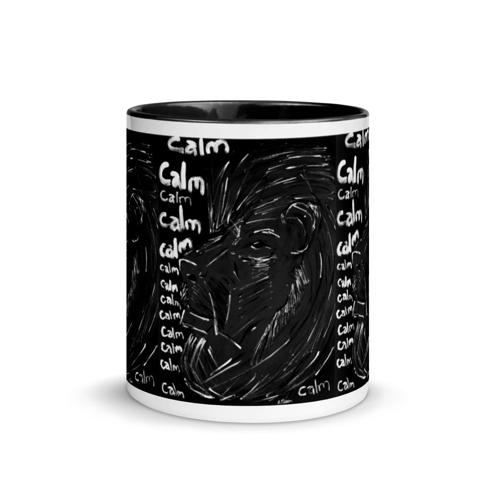 Mug with Color Inside "The Calm Lion" BW