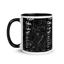 Load image into Gallery viewer, Mug with Color Inside &quot;The Calm Lion&quot; BW
