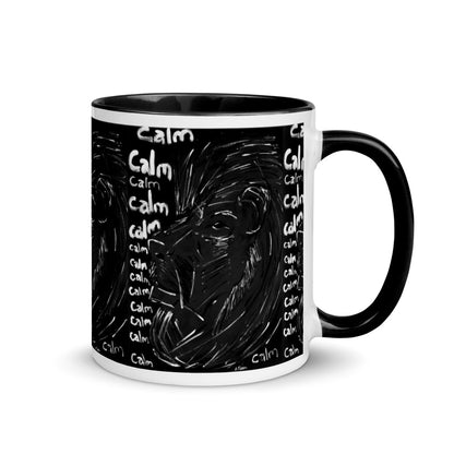 Mug with Color Inside "The Calm Lion" BW